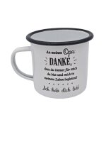 Emaille Tasse "An meinen Opa:..."