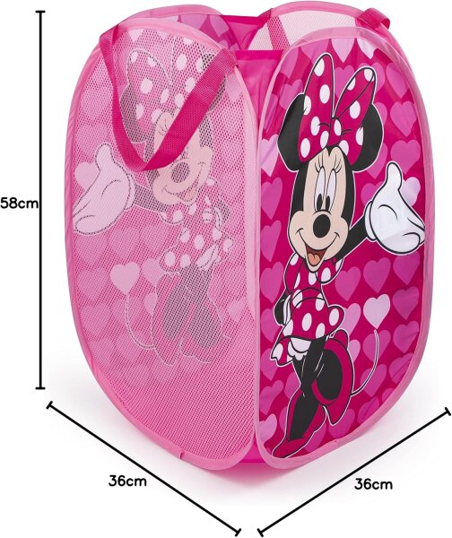 Disney Minnie Maus Pop-up-Korb – Herzen, 80L – Für Wäsche oder Spielzeug