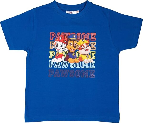 Paw Patrol T-Shirt für Jungen – Pawsome Oberteil Kinder Shirt kurzärmlig Blau Gr. 110/116