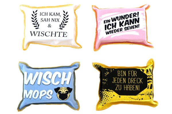 Autoschwamm mit witzigen Sprüchen – 13 x 10 x 3 cm, 4 Designs