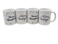 4x Weihnachtstassen/-Becher aus Keramik /2 Motive / Merry...