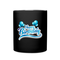 Tasse - Happy Birthday SW/Blau Tasse einfarbig